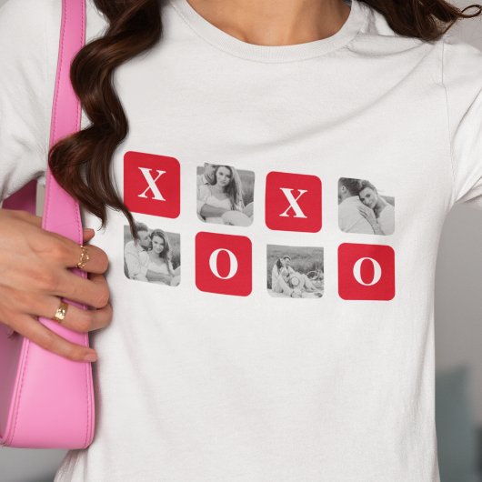 コラージュモダンカップル写真と赤XOXO Tシャツ