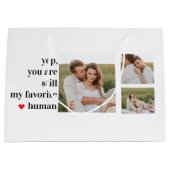 コラージュモダンカップル写真ロマンチック引用文 ラージペーパーバッグ (正面)