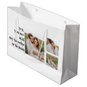 コラージュモダンカップル写真ロマンチック引用文 ラージペーパーバッグ (正面アングル)