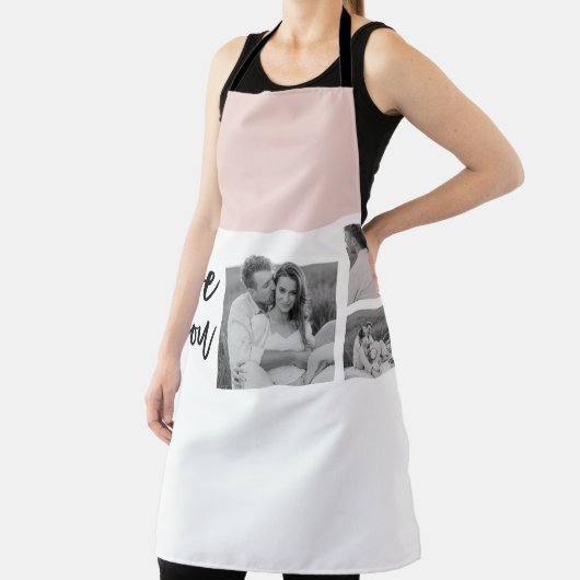 コラージュモダンカップル写真&ラブユー美しいギフト エプロン (インサイチュ)