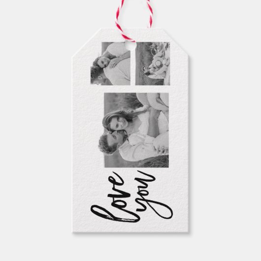 コラージュモダンカップル写真&ラブユー美しいギフト ギフトタグ (正面)