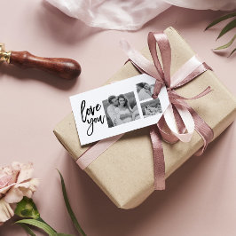 コラージュモダンカップル写真&ラブユー美しいギフト ギフトタグ