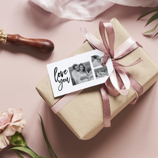 コラージュモダンカップル写真&ラブユー美しいギフト ギフトタグ