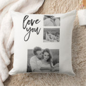 コラージュモダンカップル写真&ラブユー美しいギフト クッション (ブランケット)