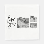 コラージュモダンカップル写真&ラブユー美しいギフト スタンダードランチョンナプキン (正面)