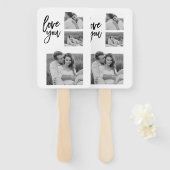 コラージュモダンカップル写真&ラブユー美しいギフト ハンドファン (正面&裏面)