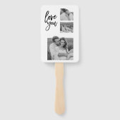 コラージュモダンカップル写真&ラブユー美しいギフト ハンドファン (裏面)