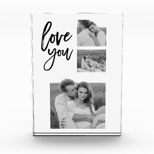 コラージュモダンカップル写真&ラブユー美しいギフト フォトブロック (正面)