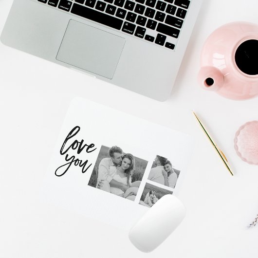 コラージュモダンカップル写真&ラブユー美しいギフト マウスパッド