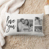コラージュモダンカップル写真&ラブユー美しいギフト ランバークッション (ブランケット)