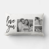 コラージュモダンカップル写真&ラブユー美しいギフト ランバークッション (正面)