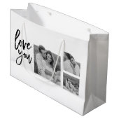 コラージュモダンカップル写真&ラブユー美しいギフト ラージペーパーバッグ (正面アングル)