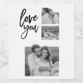 コラージュモダンカップル写真&ラブユー美しいギフト ワインラベル (シングルラベル)