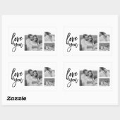 コラージュモダンカップル写真&ラブユー美しいギフト 長方形シール (シート)