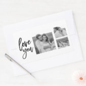 コラージュモダンカップル写真&ラブユー美しいギフト 長方形シール (封筒)