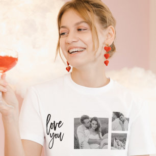 コラージュモダンカップル写真&ラブユー美しいギフト Tシャツ