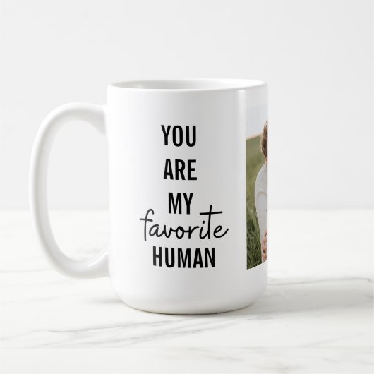 コラージュモダンカップル写真&ロマンチックな愛引用文 コーヒーマグカップ (左)