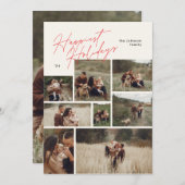 コラージュモダンクリスマスレッド8写真Happiest シーズンカード (正面/裏面)