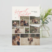 コラージュモダンクリスマスレッド8写真Happiest シーズンカード (スタンド正面)