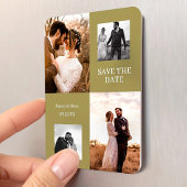 コラージュモダンシンプルフォト日付を保存結婚する マグネット