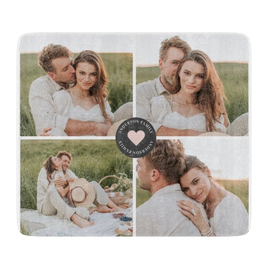 コラージュモダンファパーソナライズされたミリ写真ギフト カッティングボード (正面)