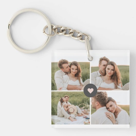 コラージュモダンファパーソナライズされたミリ写真ギフト キーホルダー (正面)