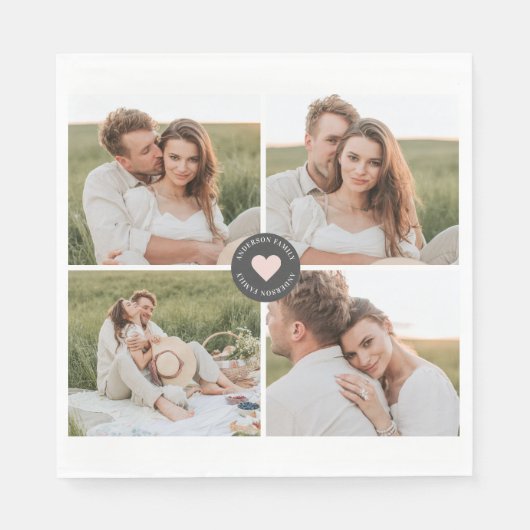 コラージュモダンファパーソナライズされたミリ写真ギフト スタンダードランチョンナプキン (正面)