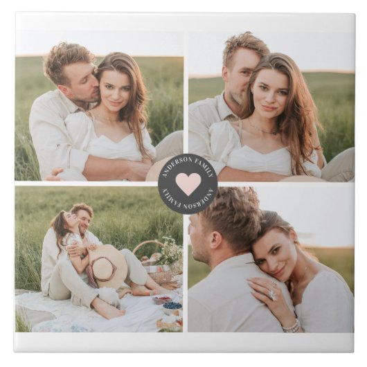 コラージュモダンファパーソナライズされたミリ写真ギフト タイル (正面)