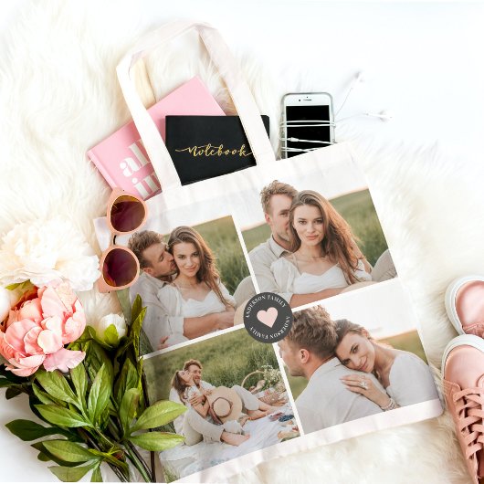 コラージュモダンファパーソナライズされたミリ写真ギフト トートバッグ