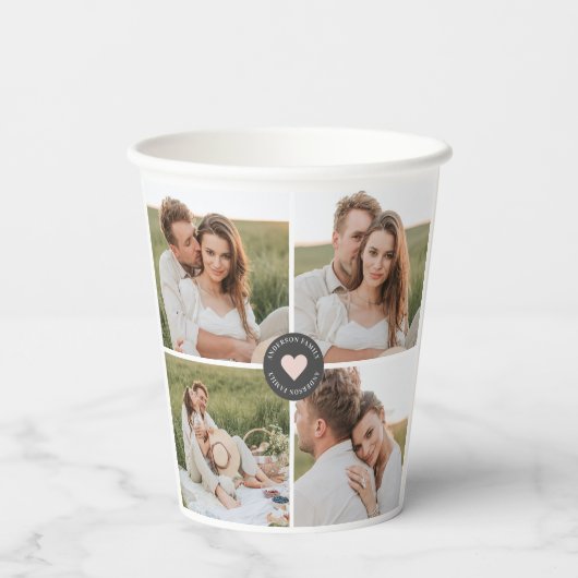 コラージュモダンファパーソナライズされたミリ写真ギフト 紙コップ (裏面)