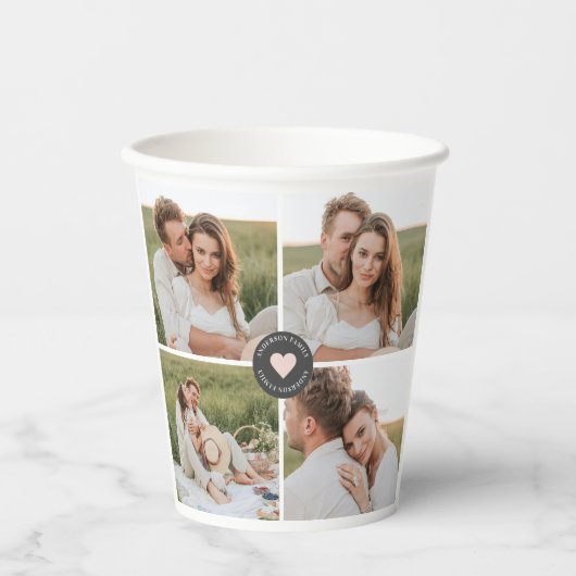 コラージュモダンファパーソナライズされたミリ写真ギフト 紙コップ (正面)