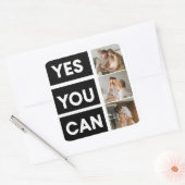 コラージュモダンファミリー写真とモチベーション引用文 スクエアシール (封筒)