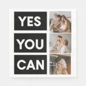 コラージュモダンファミリー写真とモチベーション引用文 スタンダードランチョンナプキン (正面)