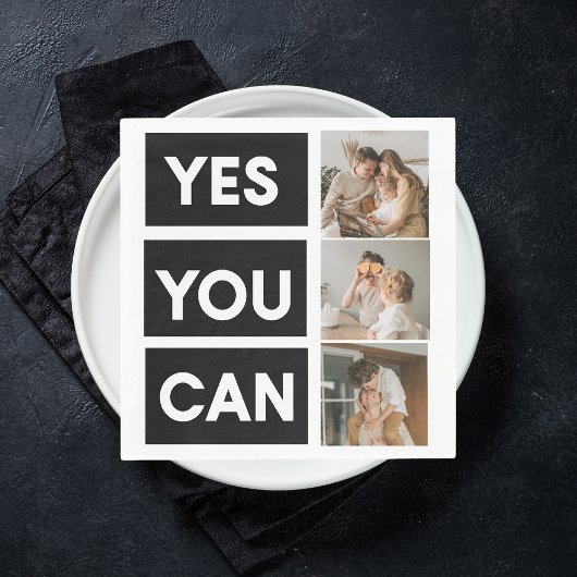 コラージュモダンファミリー写真とモチベーション引用文 スタンダードランチョンナプキン