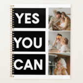 コラージュモダンファミリー写真とモチベーション引用文 プランナー手帳 (正面)