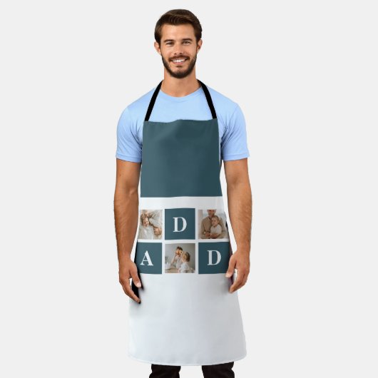 コラージュモダンファーザーズフォト&グリーンダディーギフト エプロン (着用した状態)