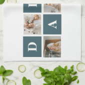 コラージュモダンファーザーズフォト&グリーンダディーギフト キッチンタオル (折り畳み)