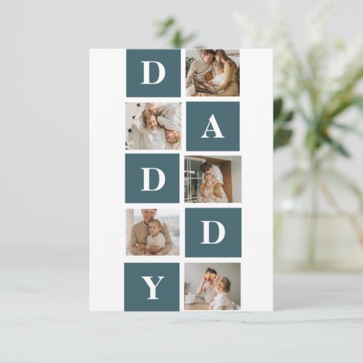 コラージュモダンファーザーズフォト&グリーンダディーギフト サンキューカード (スタンド正面)