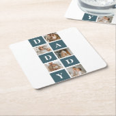 コラージュモダンファーザーズフォト&グリーンダディーギフト スクエアペーパーコースター (アングル)