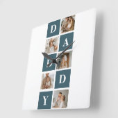 コラージュモダンファーザーズフォト&グリーンダディーギフト スクエア壁時計 (傾斜)