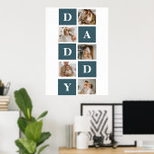 コラージュモダンファーザーズフォト&グリーンダディーギフト ポスター (ホームオフィス)