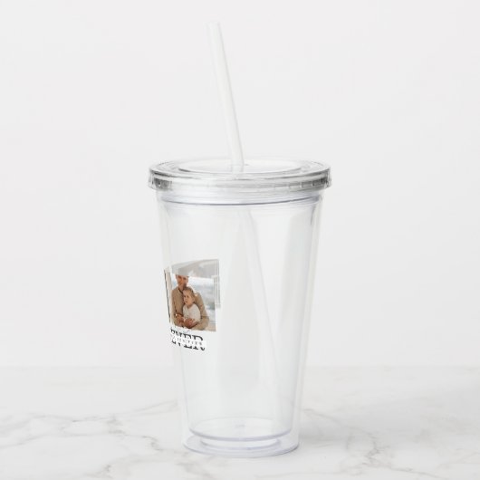 コラージュモダンフォトとグレーの最高のパパの贈り物 アクリルタンブラー (左)