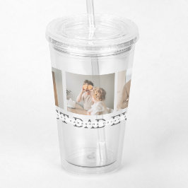 コラージュモダンフォトとグレーの最高のパパの贈り物 アクリルタンブラー