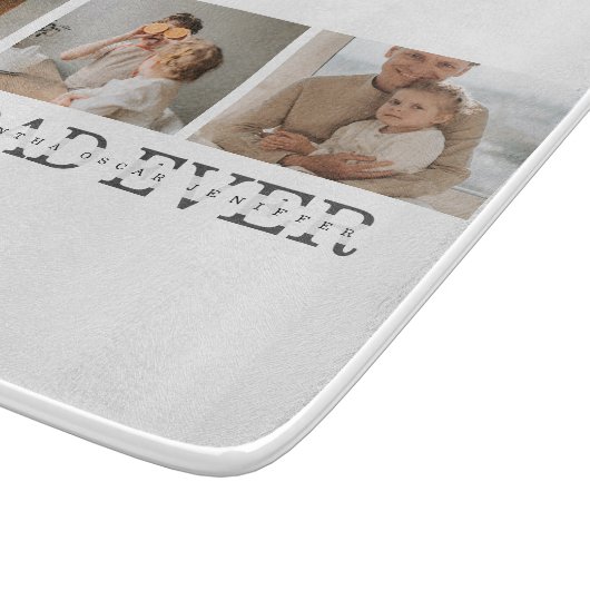 コラージュモダンフォトとグレーの最高のパパの贈り物 カッティングボード (角)