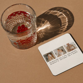 コラージュモダンフォトとグレーの最高のパパの贈り物 スクエアペーパーコースター