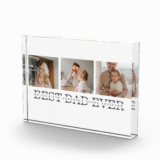 コラージュモダンフォトとグレーの最高のパパの贈り物 フォトブロック (右)
