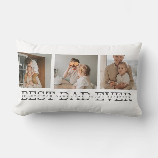コラージュモダンフォトとグレーの最高のパパの贈り物 ランバークッション (正面)
