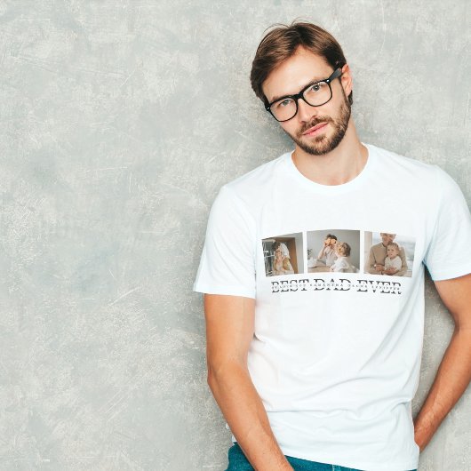 コラージュモダンフォトとグレーの最高のパパの贈り物 Tシャツ