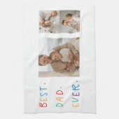 コラージュモダンフォトカラフル最高のパパEver Gift キッチンタオル (縦)