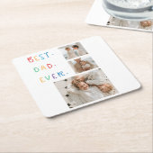 コラージュモダンフォトカラフル最高のパパEver Gift スクエアペーパーコースター (アングル)